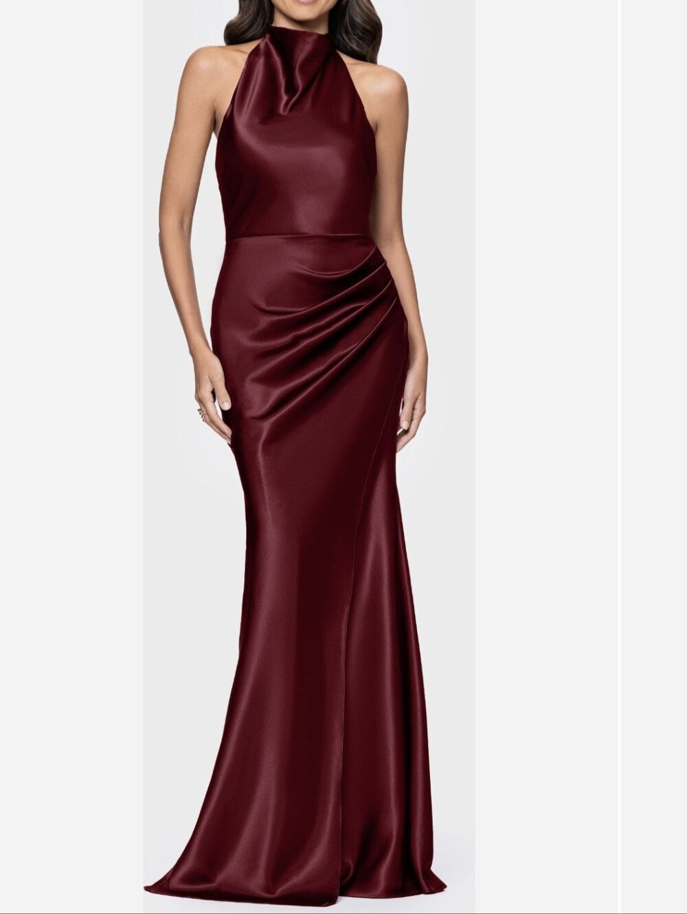 Betsy & Adam Charmeuse Halter Dress